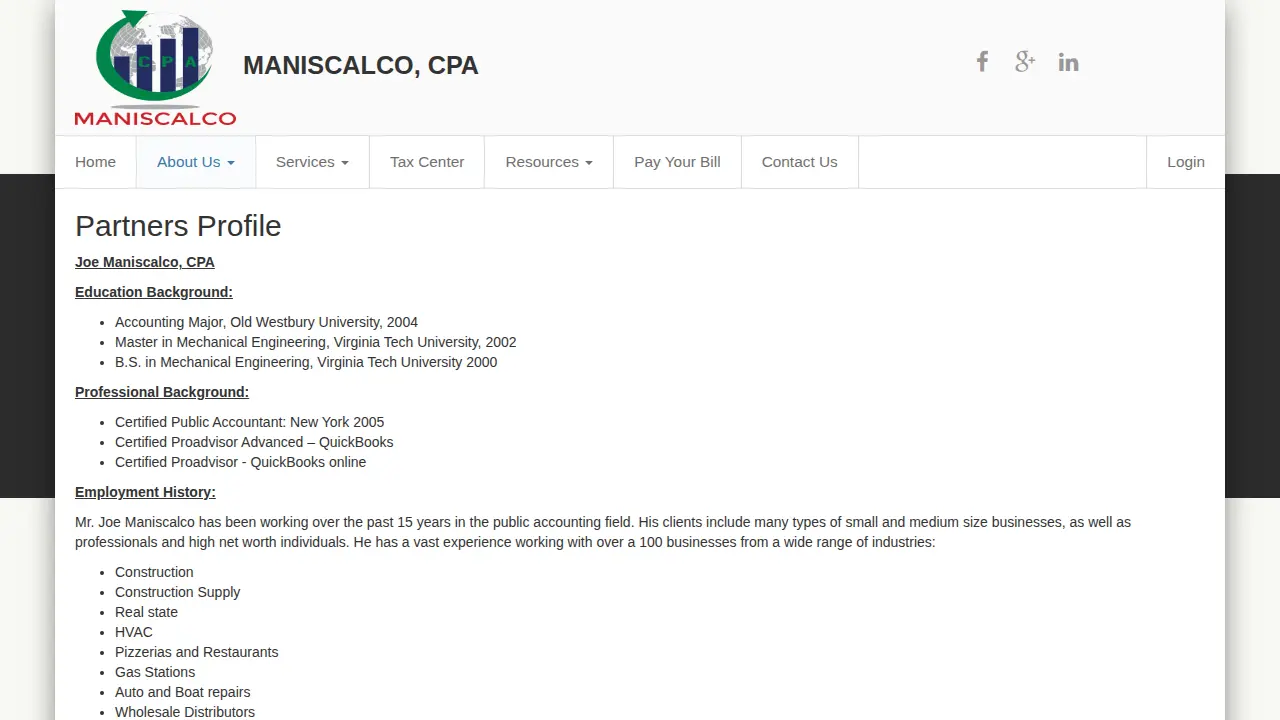 Maniscalco CPA page