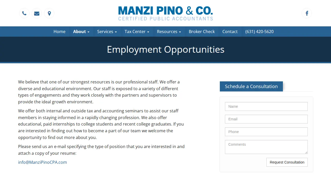 Manzi, Pino & Company page