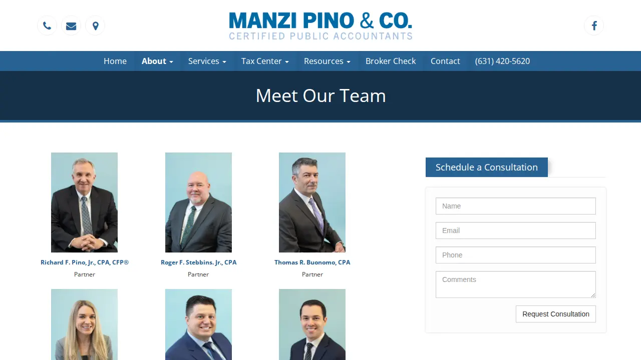Manzi, Pino & Company page