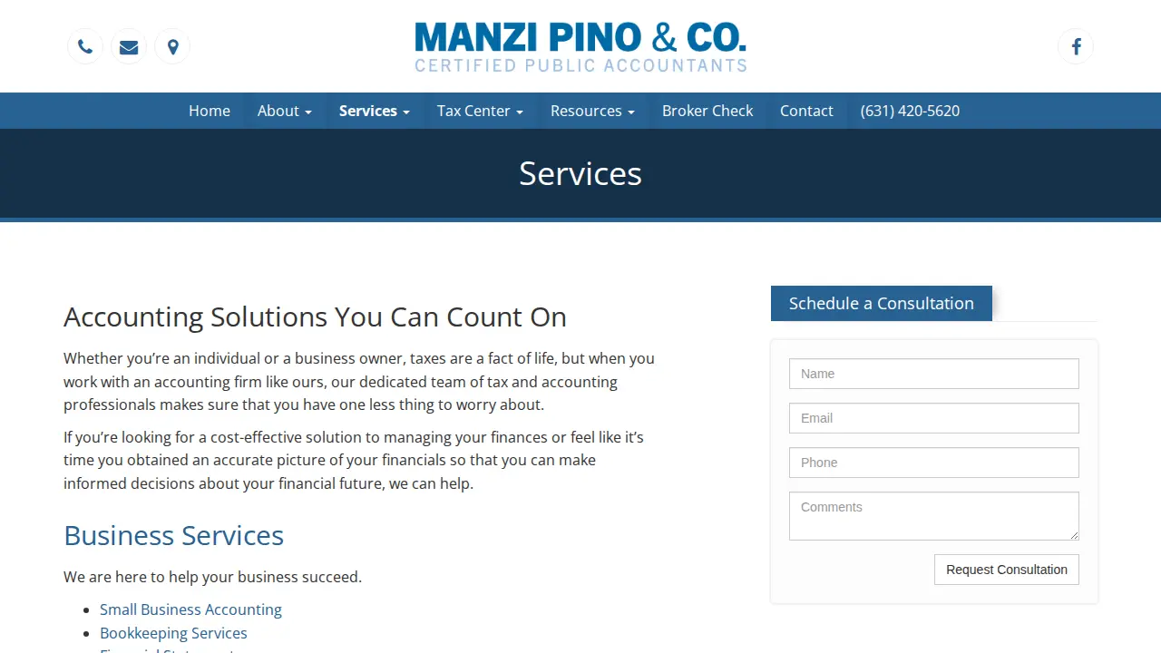 Manzi, Pino & Company page