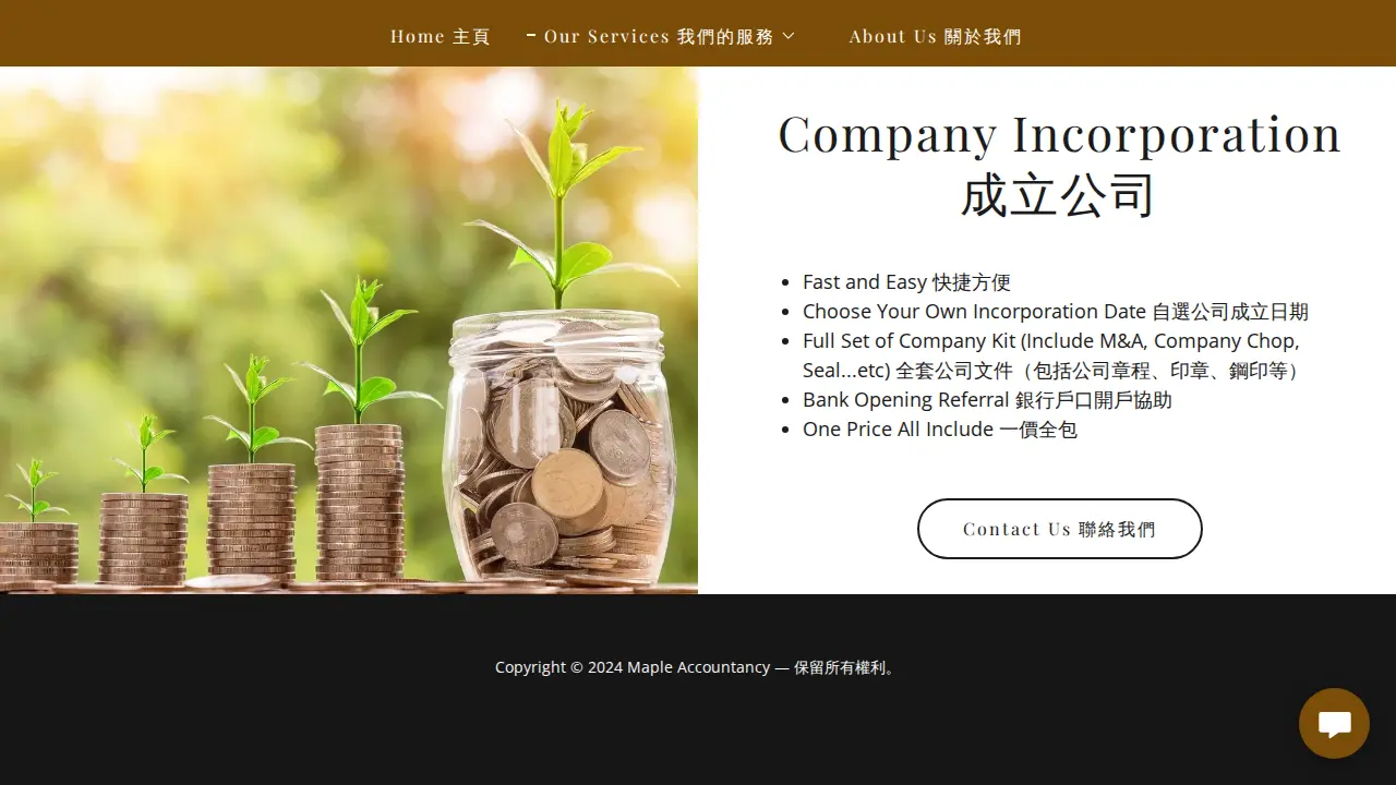 Maple accountancy and Corporate Limited page