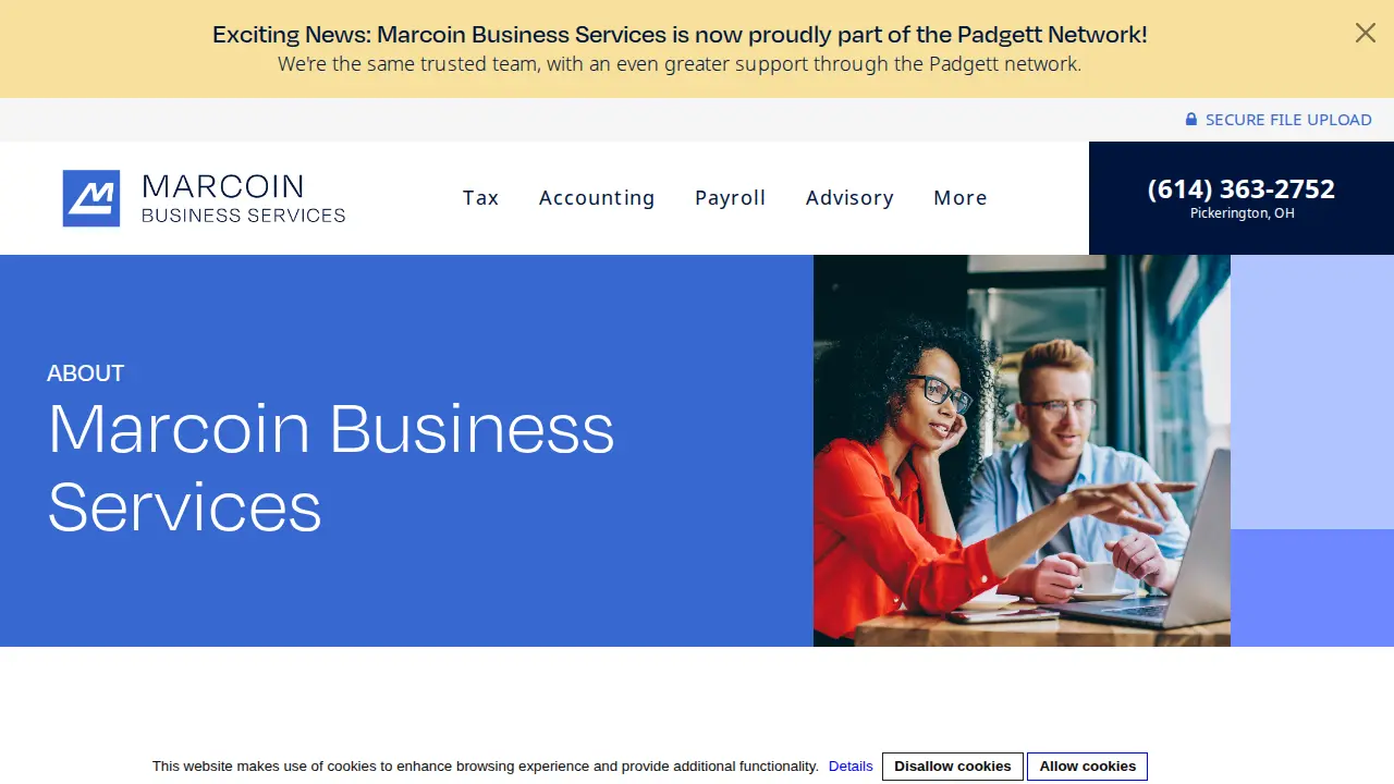 Marcoin Business Services page