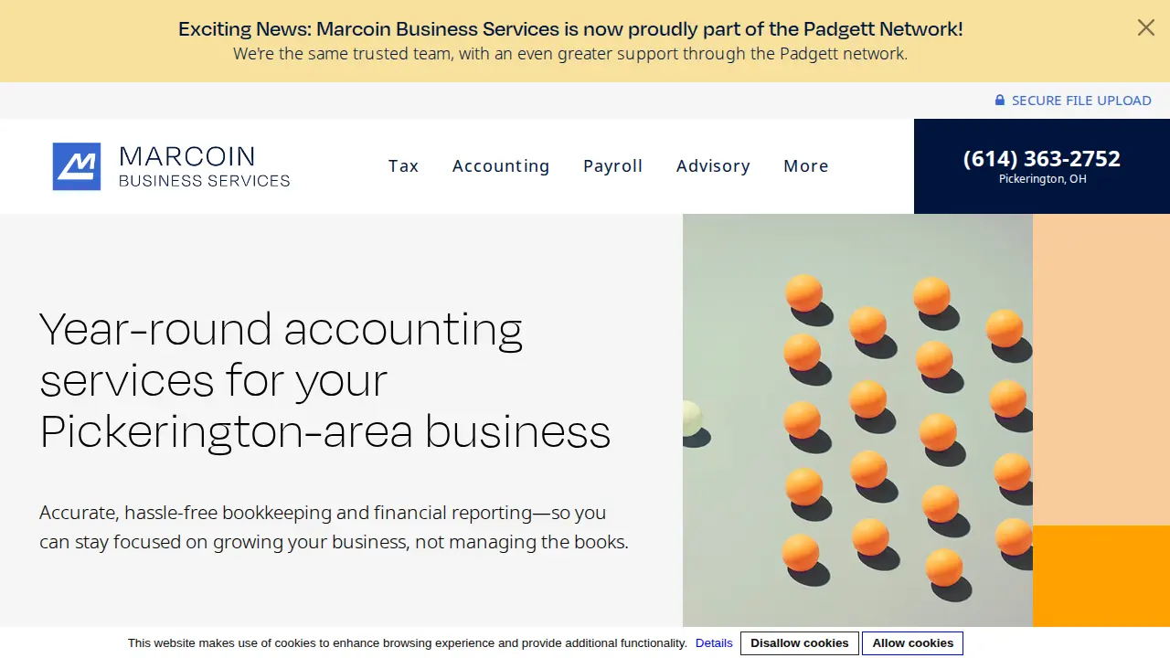 Marcoin Business Services page