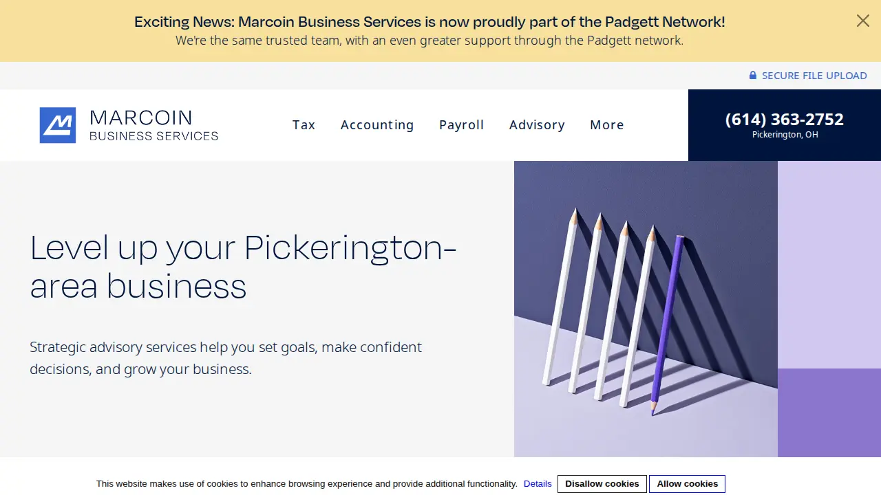 Marcoin Business Services page