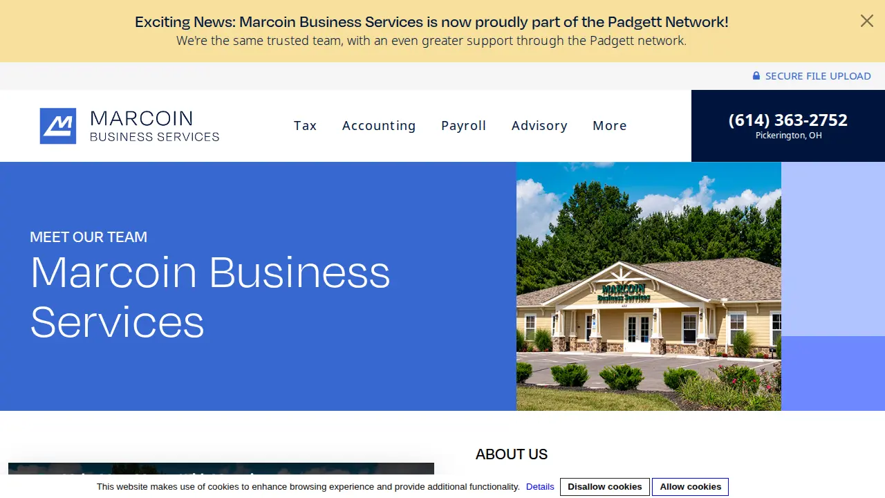 Marcoin Business Services page