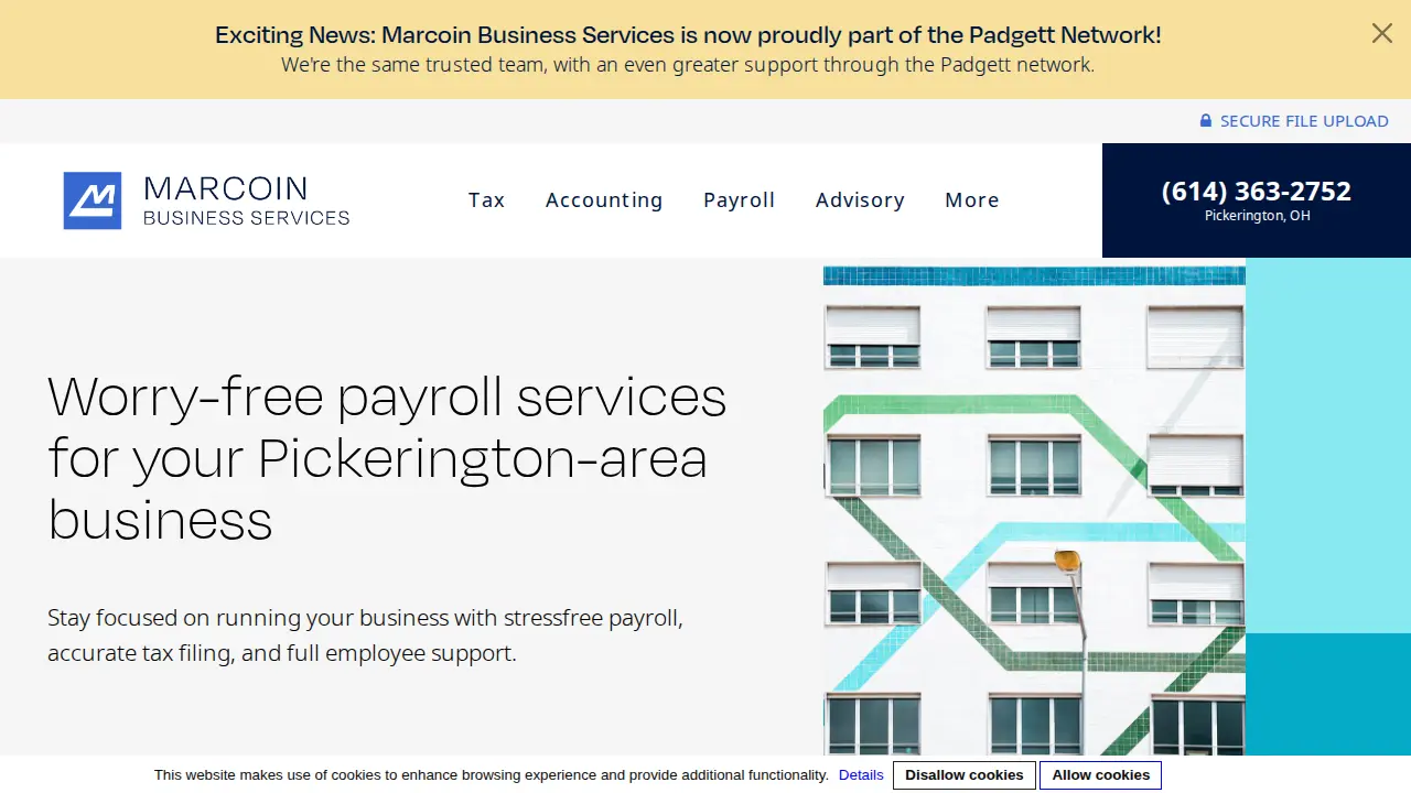 Marcoin Business Services page