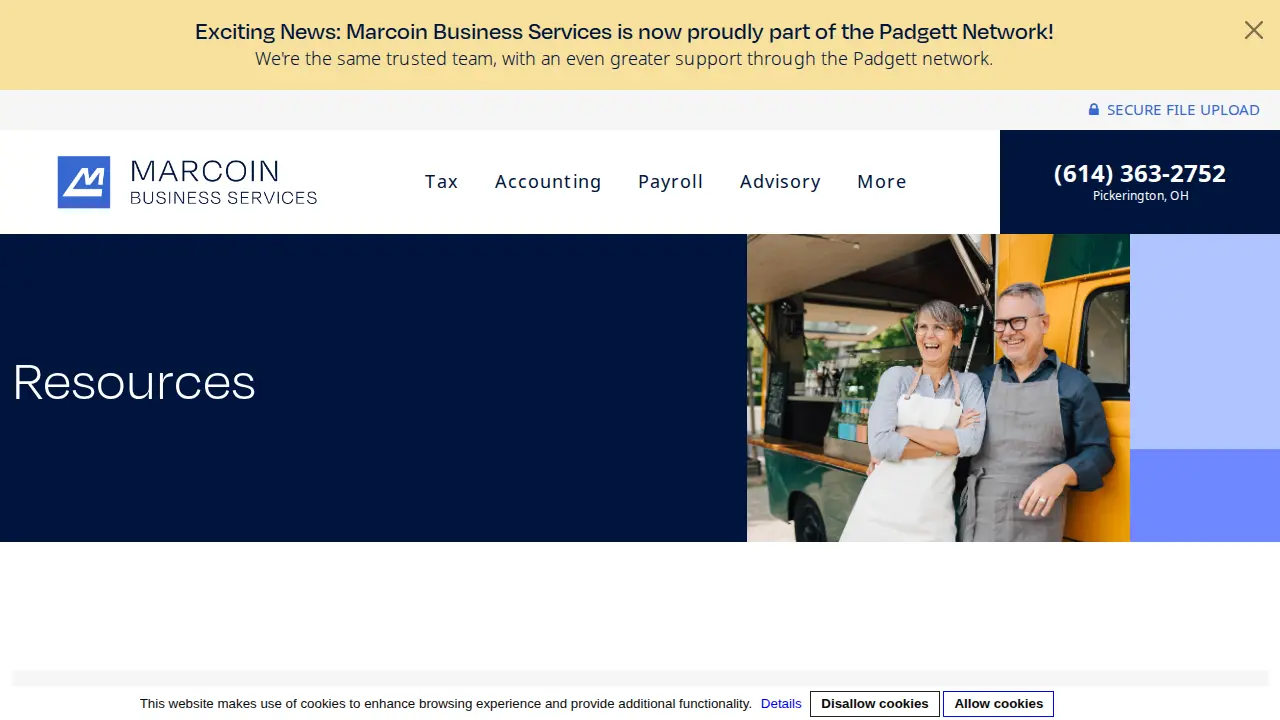 Marcoin Business Services page