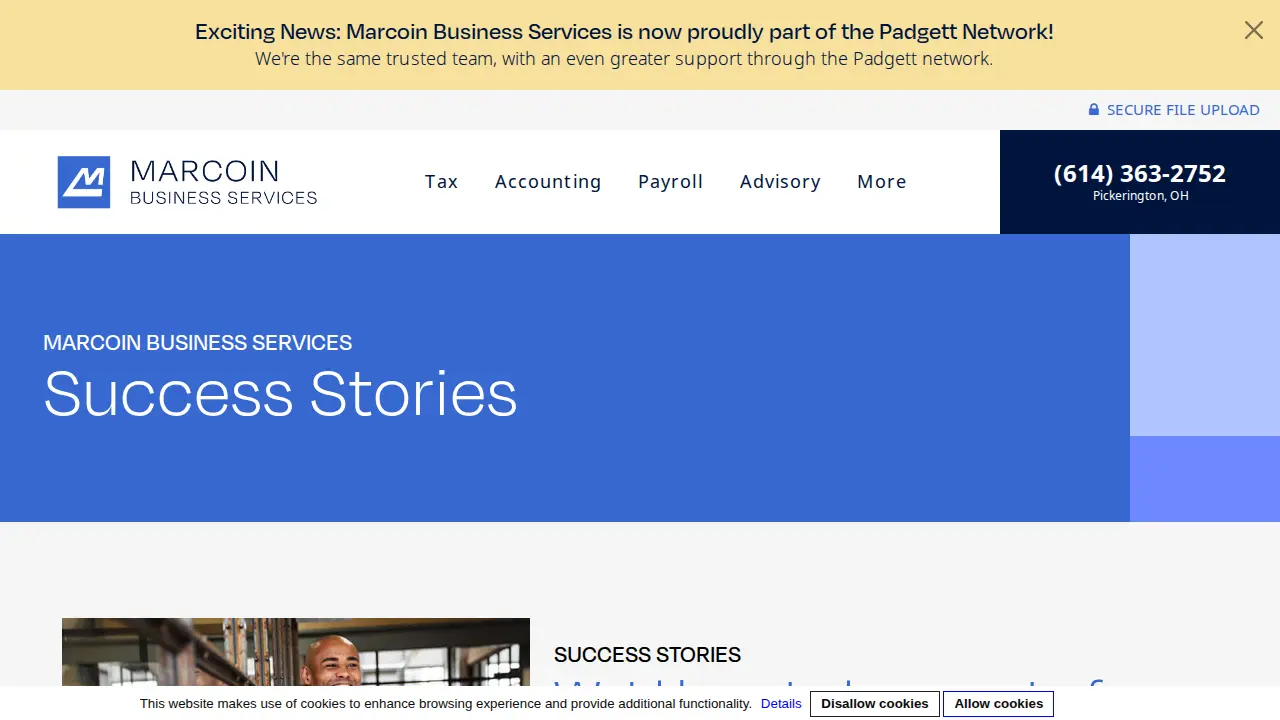 Marcoin Business Services page