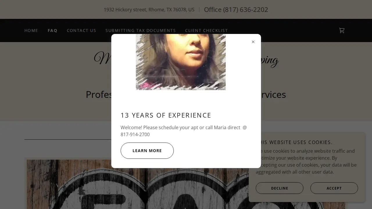 Maria's Income Tax, Bookkeeping & Mobile Loan Notary Services page