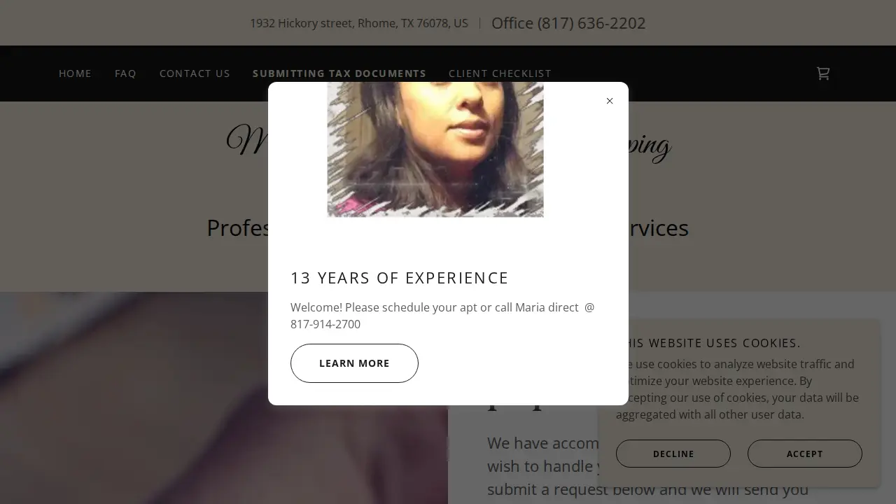Maria's Income Tax, Bookkeeping & Mobile Loan Notary Services page