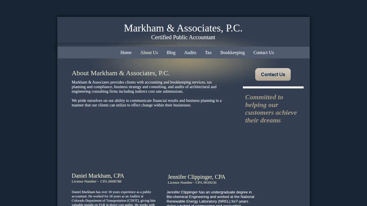 Markham & Associates PC CPA page
