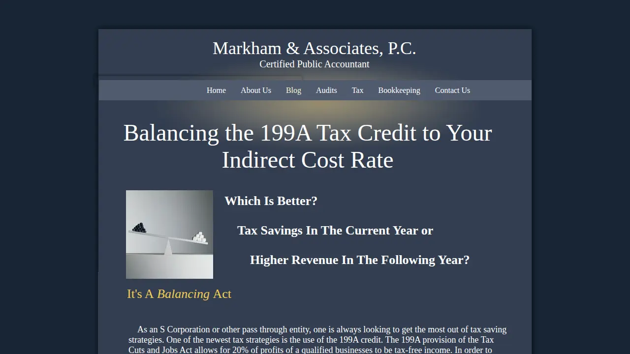 Markham & Associates PC CPA page