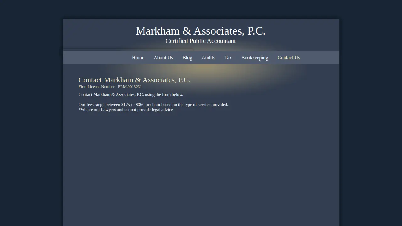 Markham & Associates PC CPA page