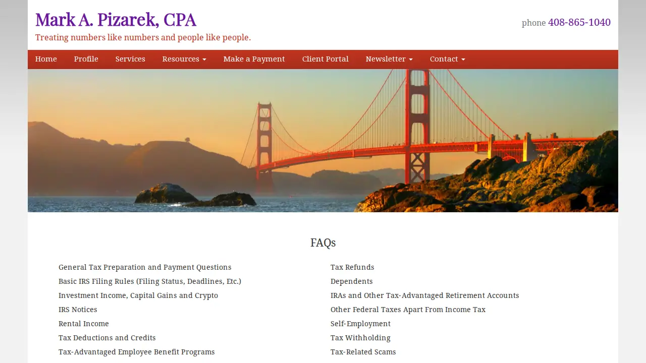 Pizarek M.A. CPA page