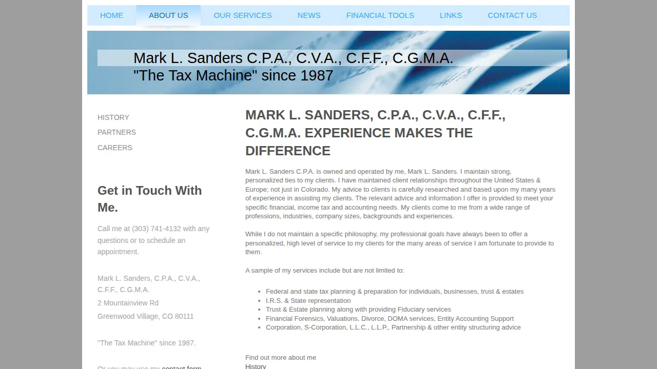 Mark L. Sanders, C.P.A., C.V.A., C.F.F., C.G.M.A. page