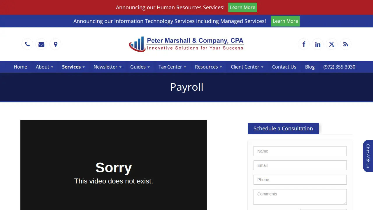 Peter Marshall & Company CPA page