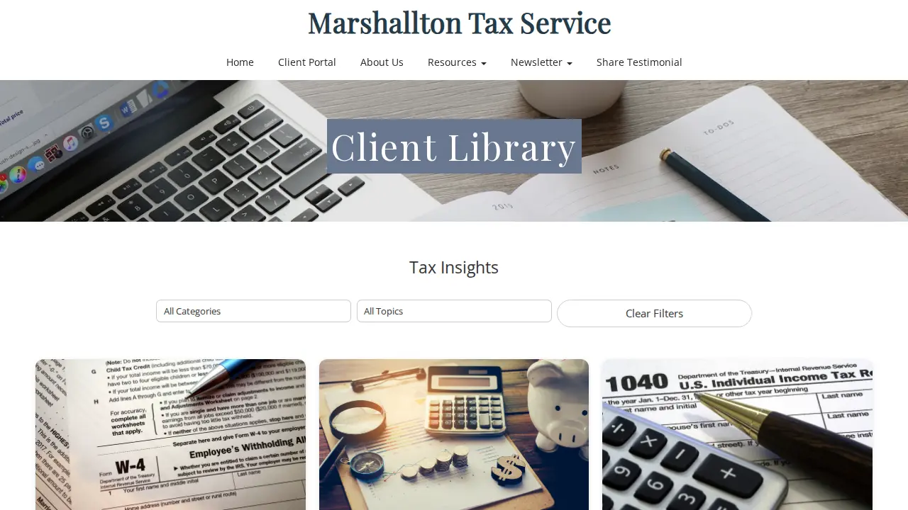Marshallton Tax Service page