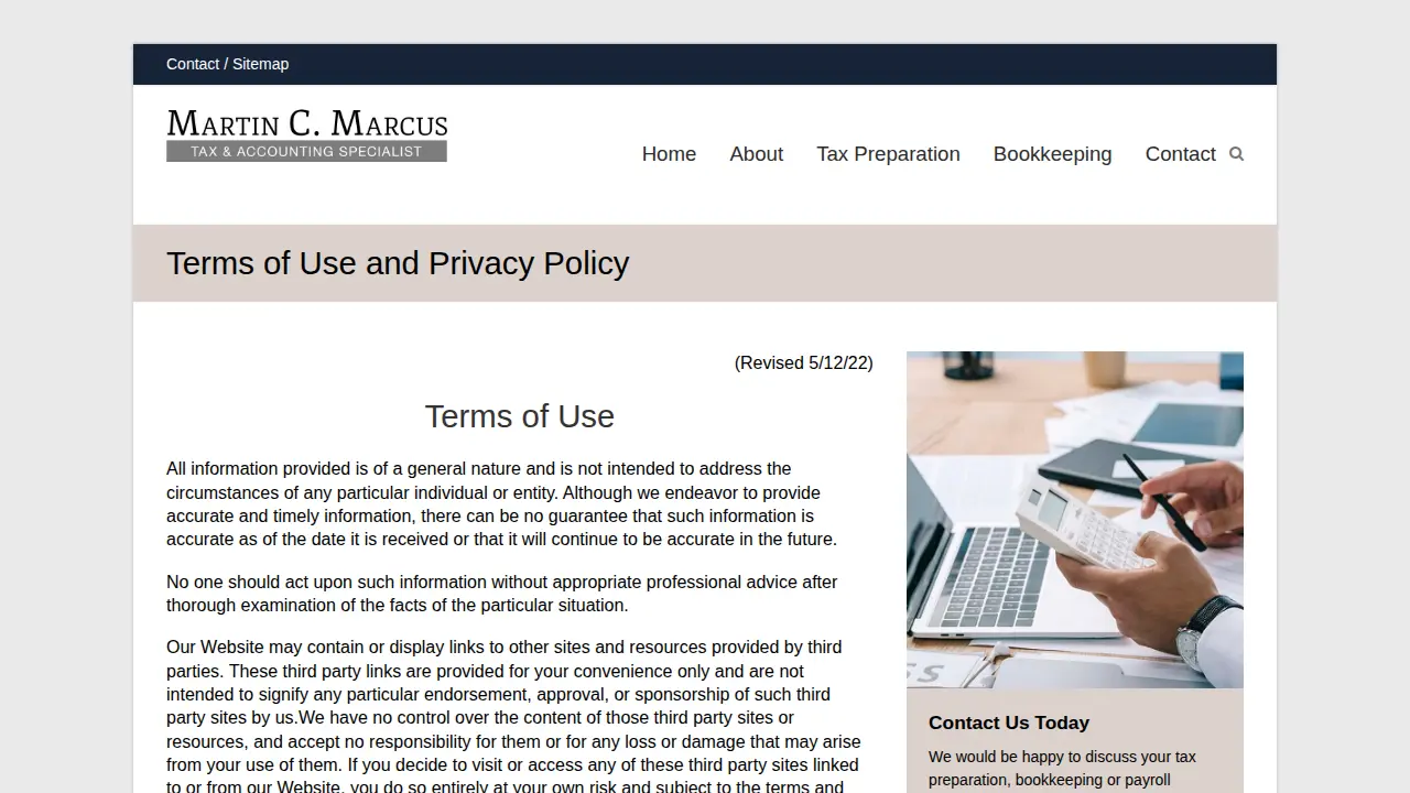 Martin C. Marcus - Tax & Accounting Specialist page