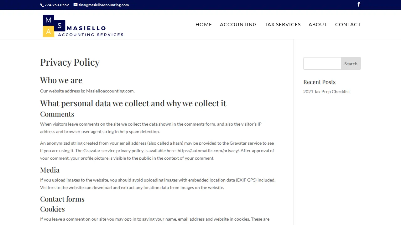Masiello Accounting Services page