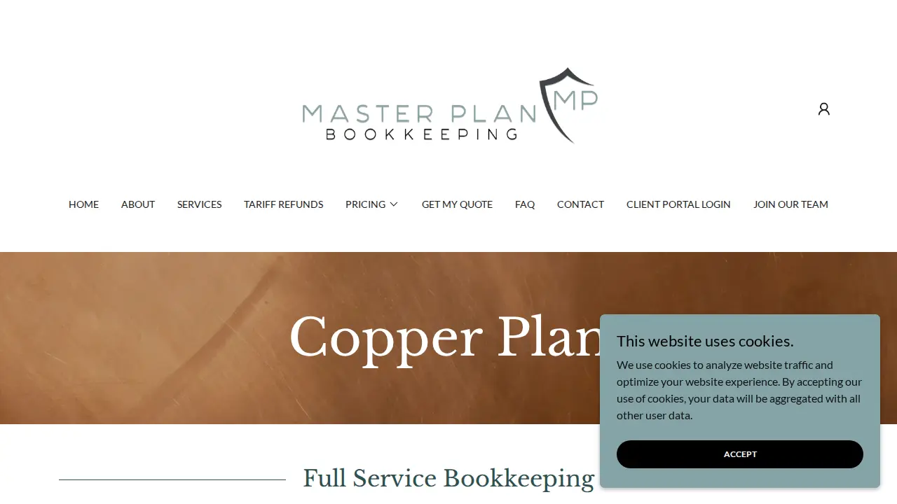 Master Plan Bookkeeping page