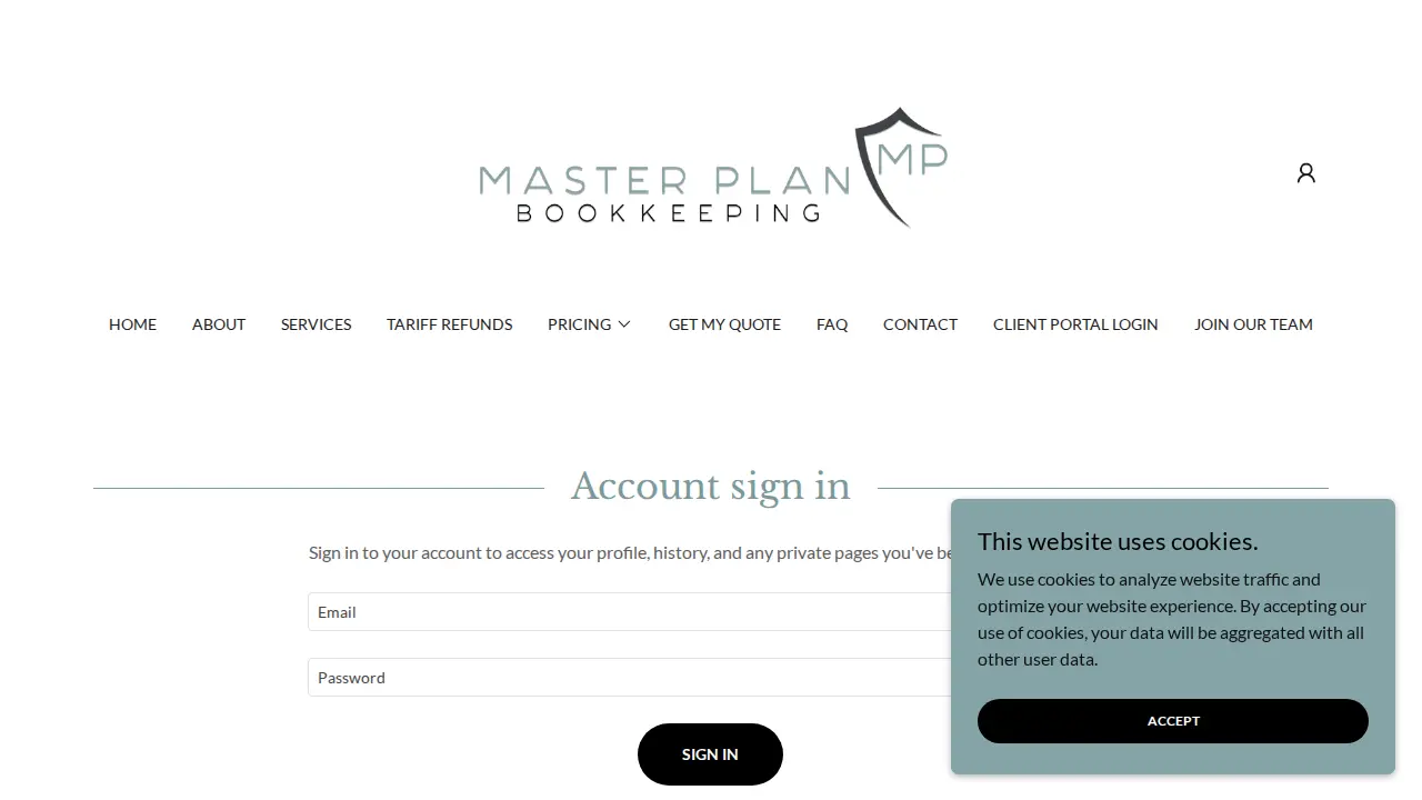 Master Plan Bookkeeping page