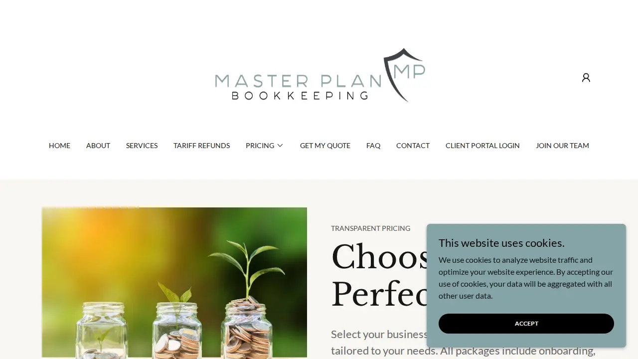 Master Plan Bookkeeping page