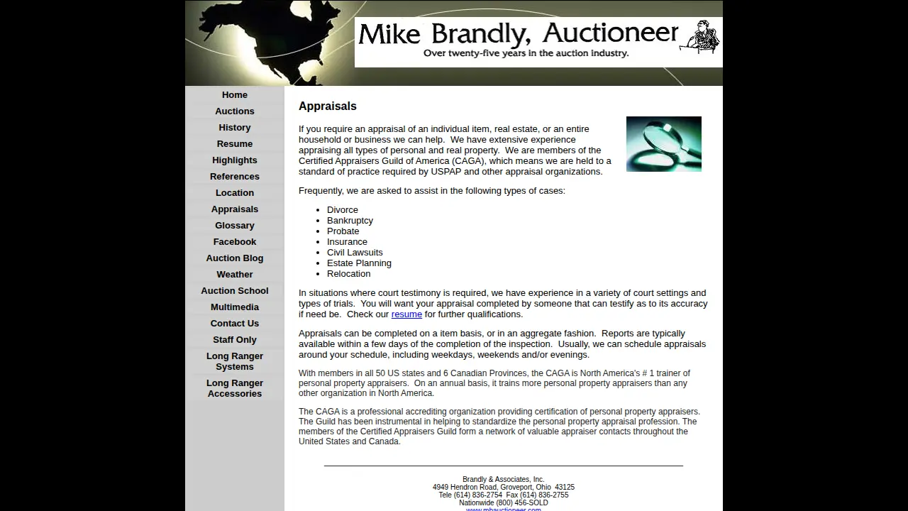 Mike Brandly Auctioneer page