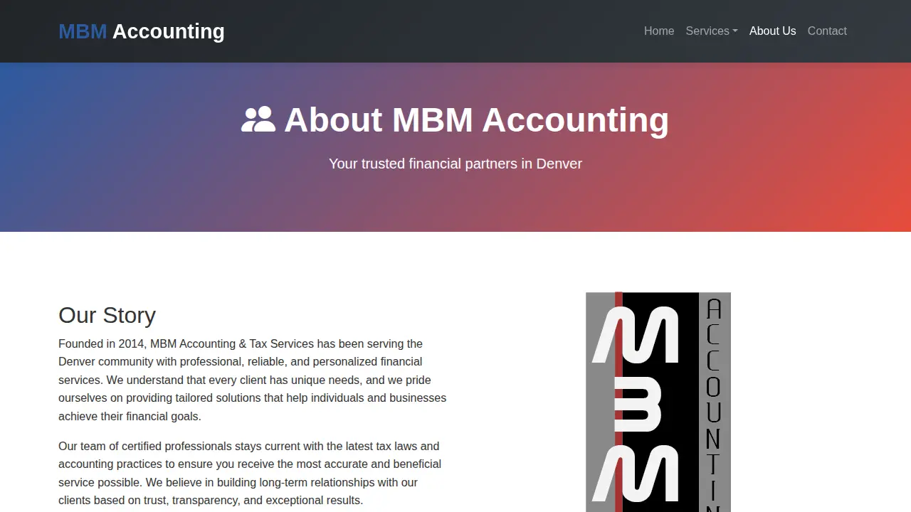 MBM Accounting & Tax Services page