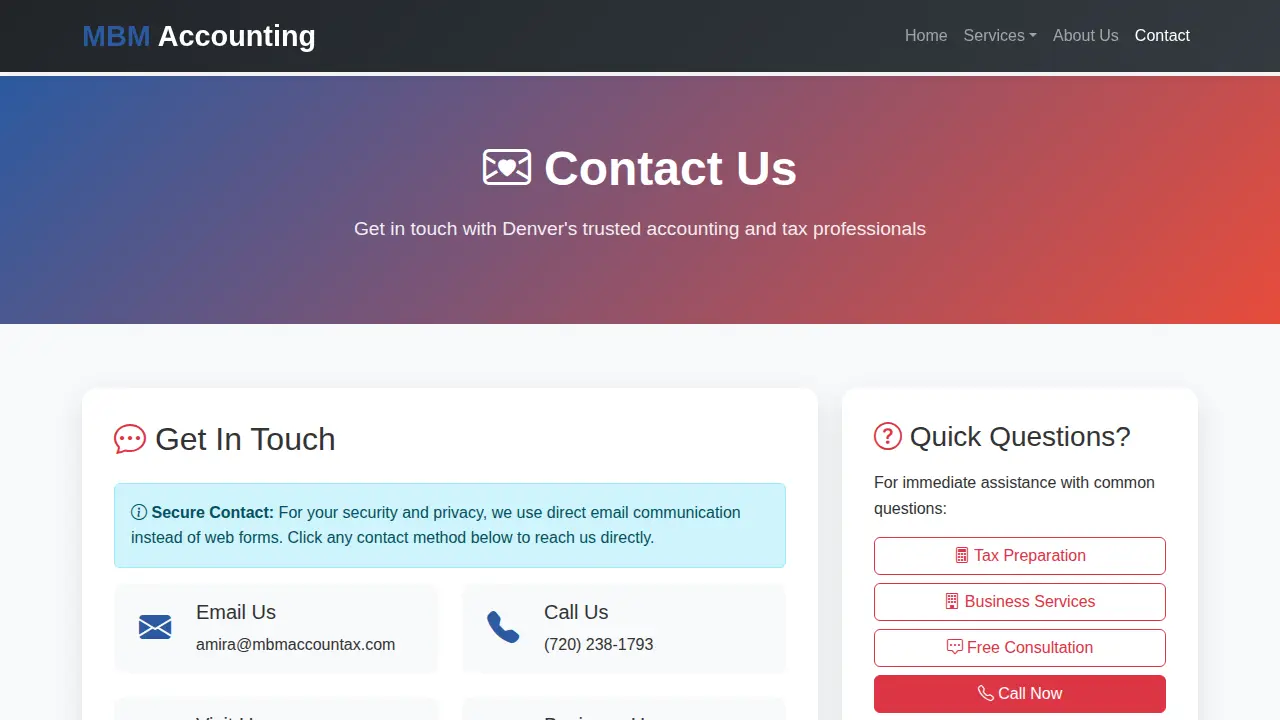 MBM Accounting & Tax Services website