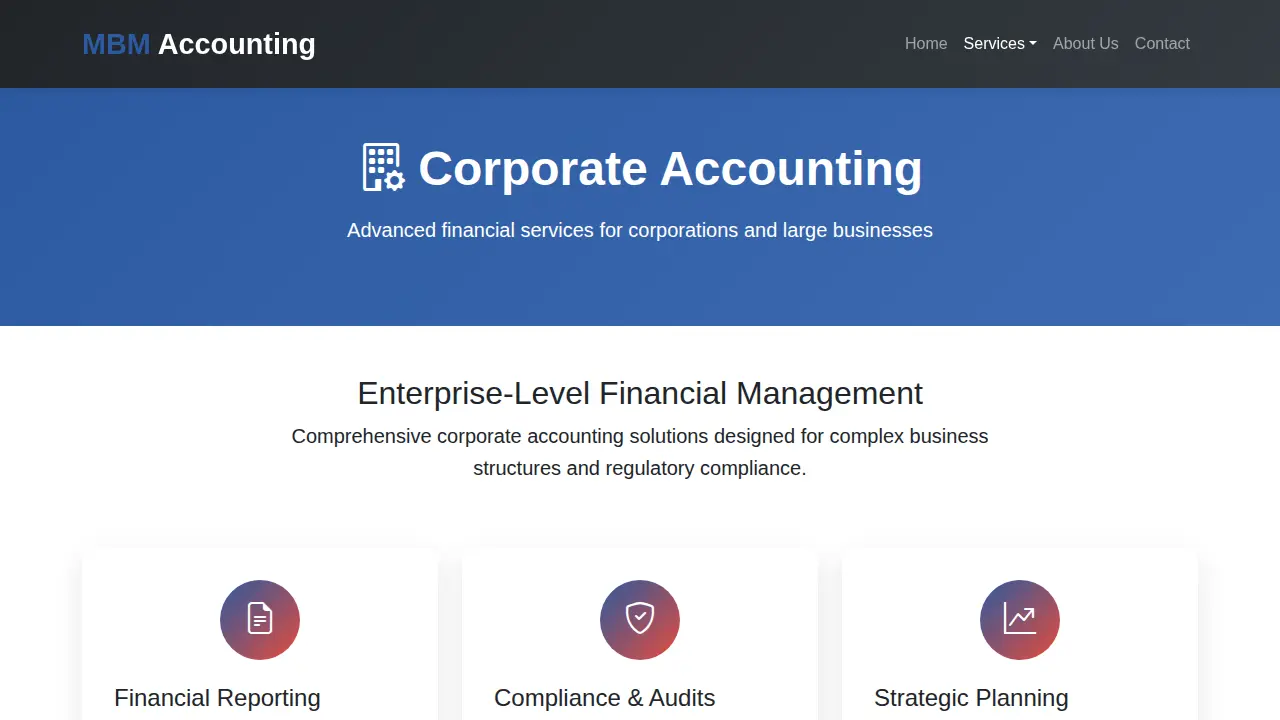 MBM Accounting & Tax Services page