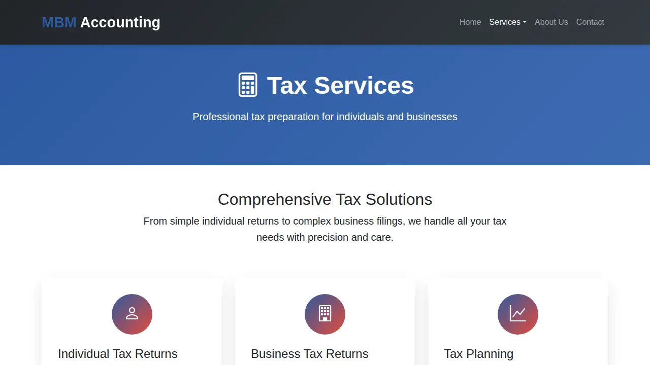 MBM Accounting & Tax Services page
