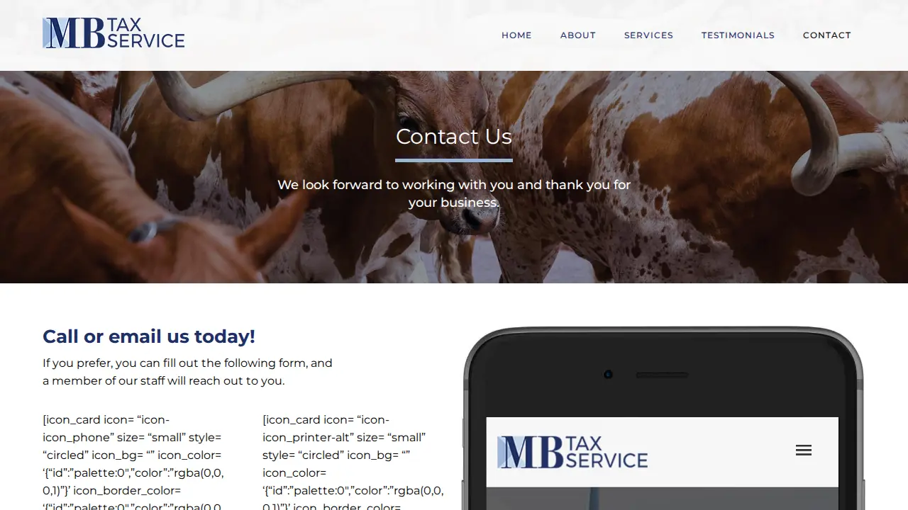 M B Tax Services page