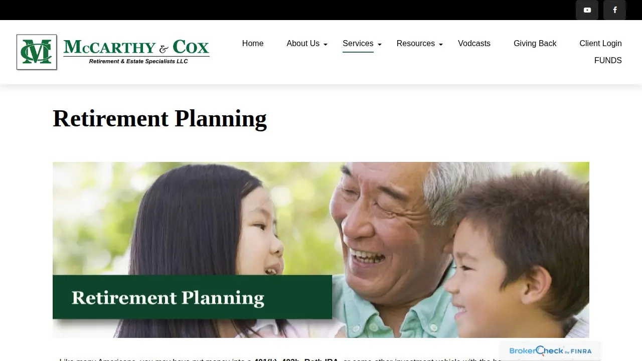 McCarthy and Cox Retirement and Estate Specialists LLC page