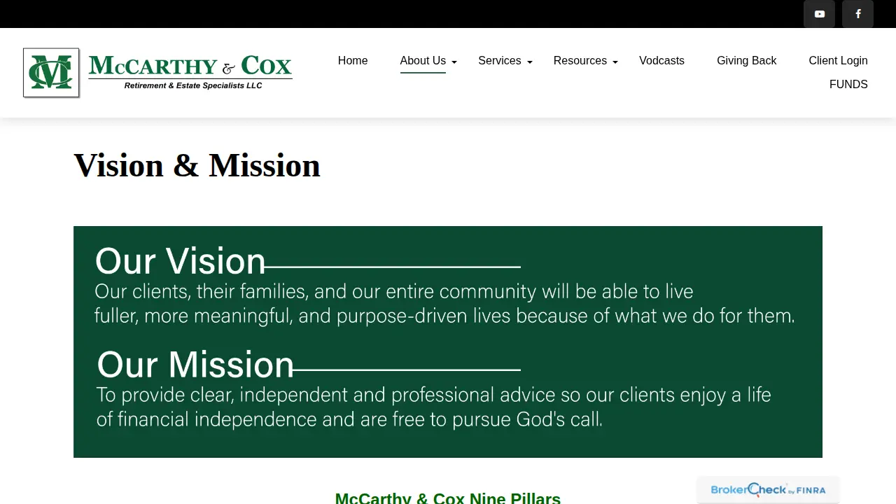 McCarthy and Cox Retirement and Estate Specialists LLC page