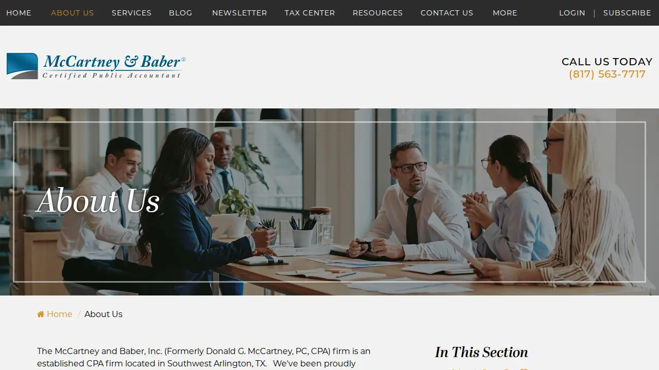 McCartney & Baber Inc., CPA page