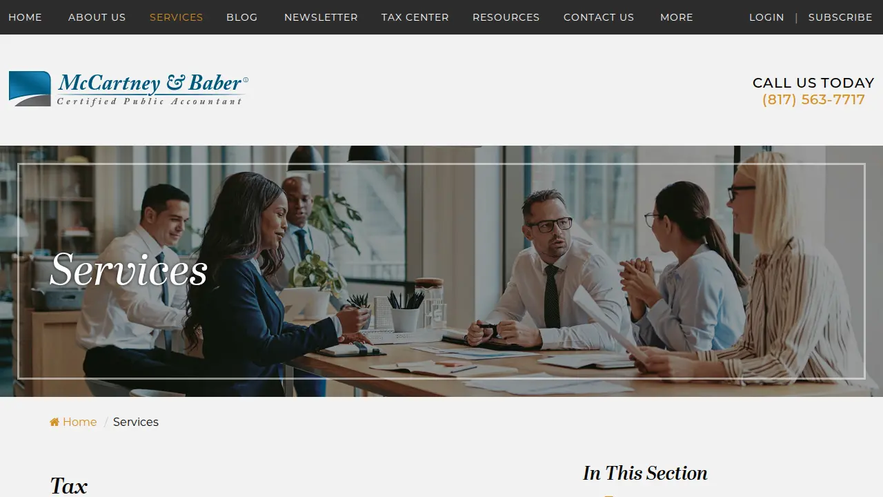 McCartney & Baber Inc., CPA page