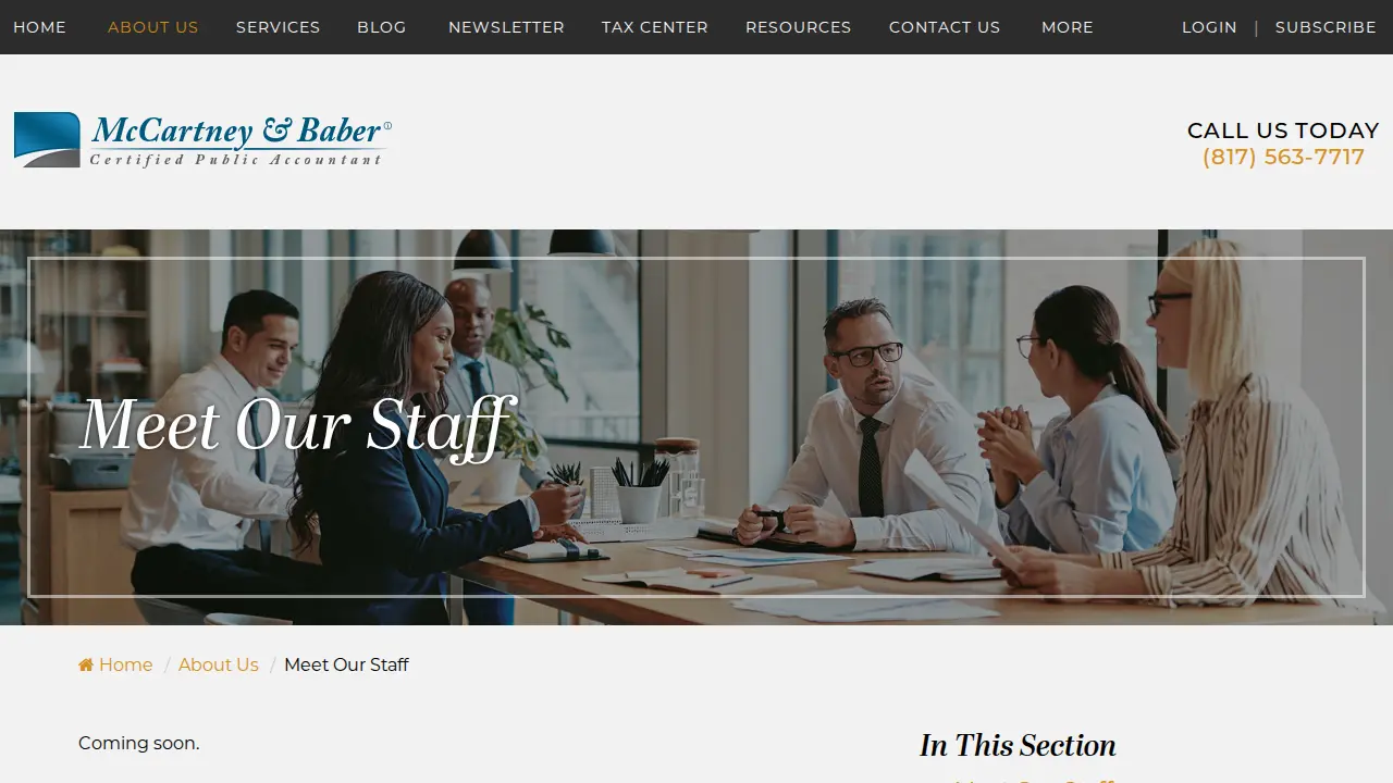 McCartney & Baber Inc., CPA page