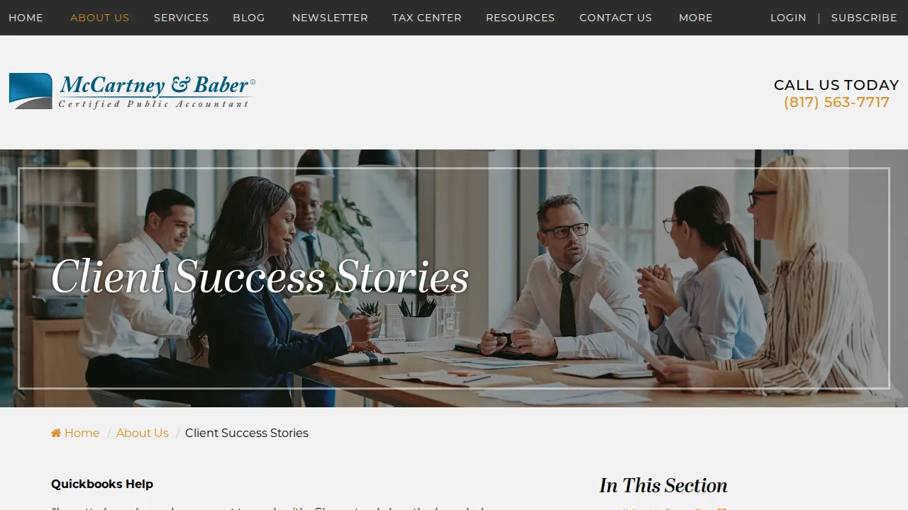 McCartney & Baber Inc., CPA page