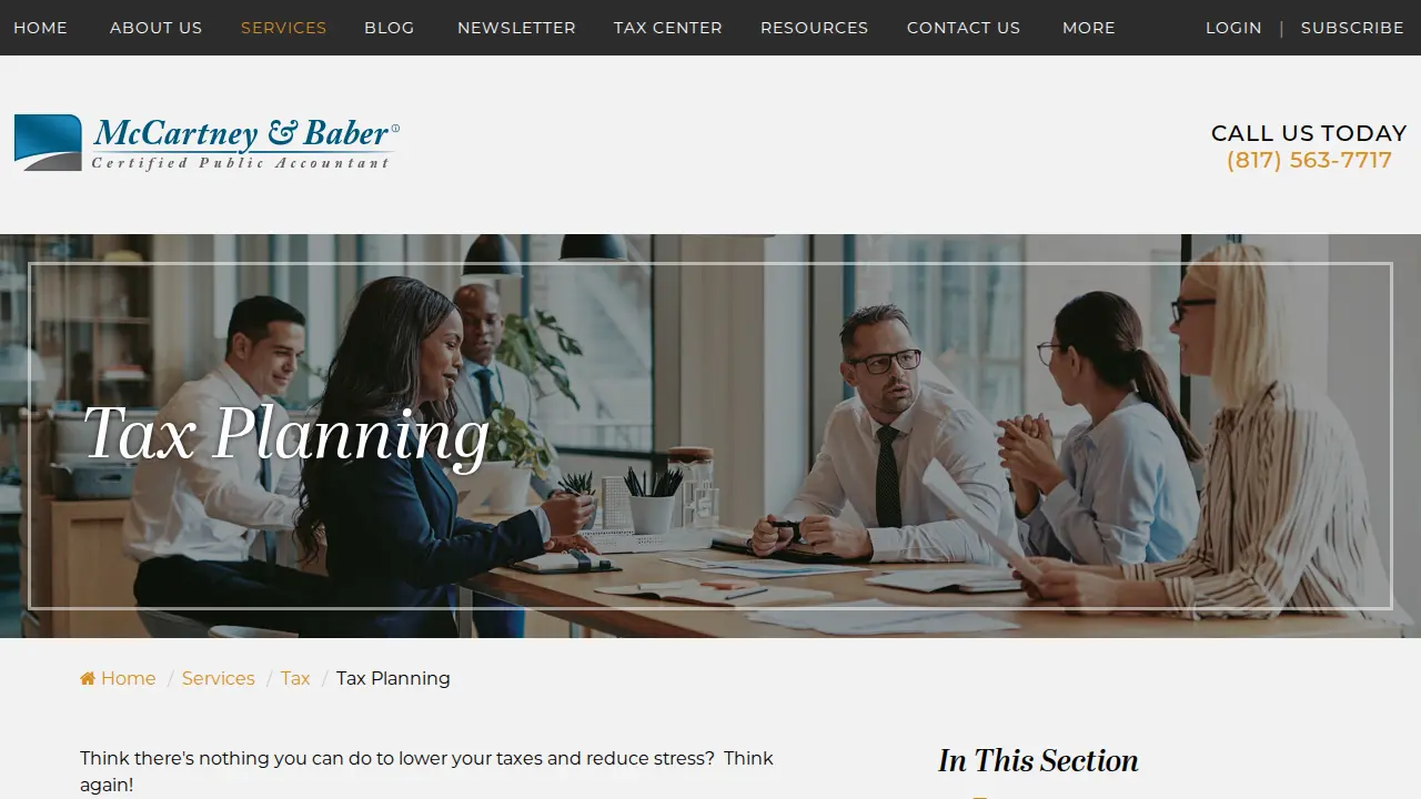 McCartney & Baber Inc., CPA page