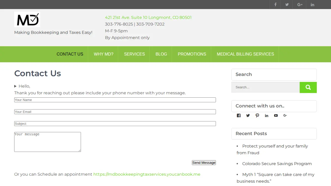 MD Bookkeeping & Taxes page
