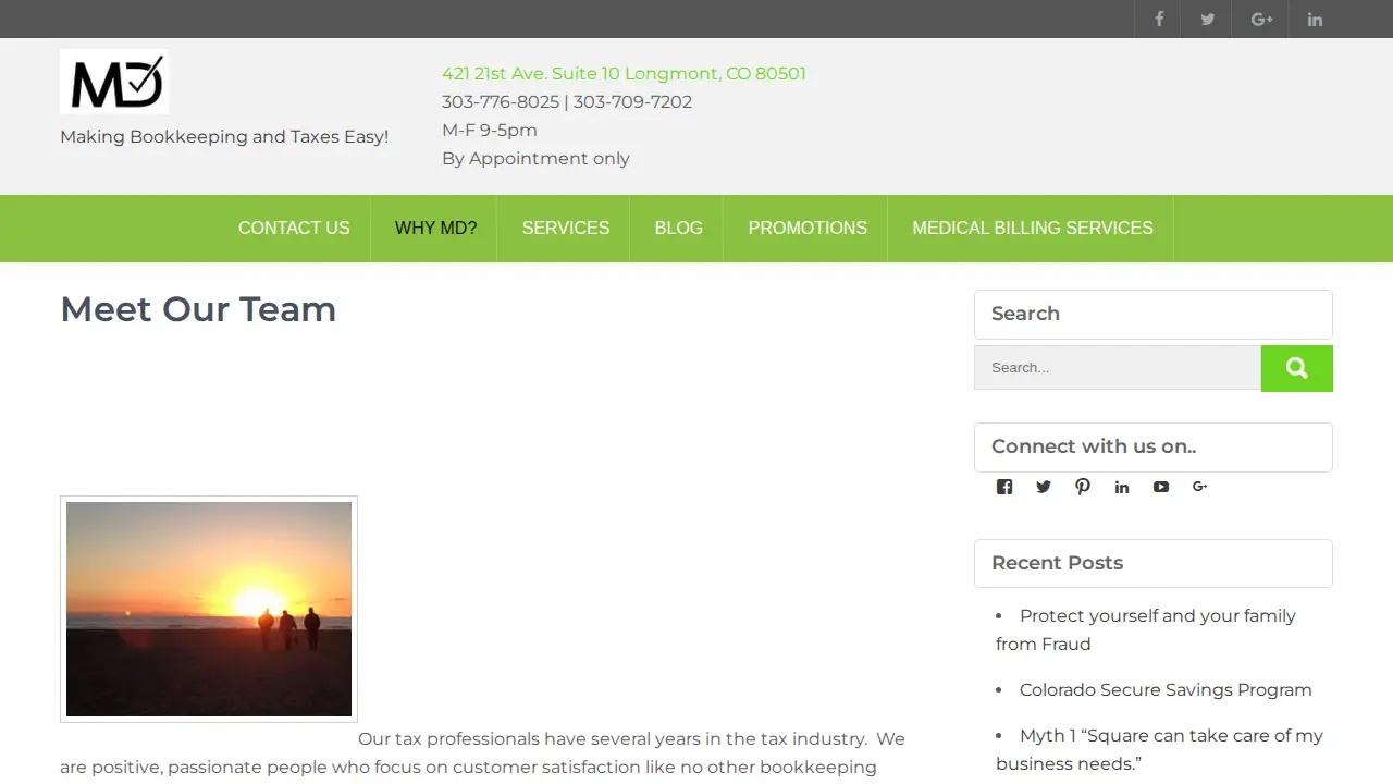 MD Bookkeeping & Taxes page