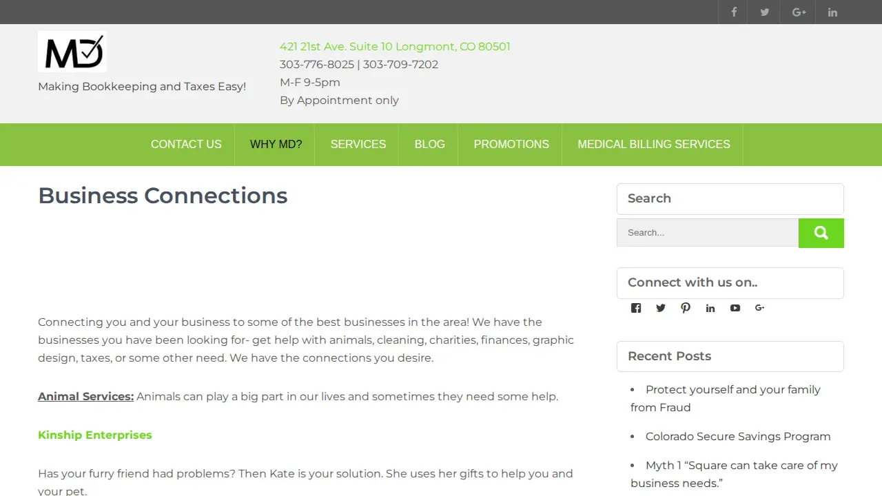 MD Bookkeeping & Taxes page