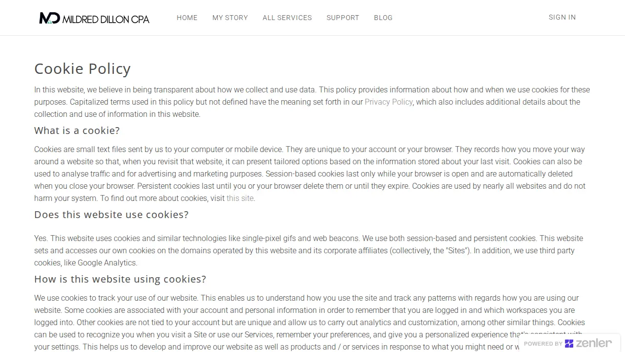 Mildred Dillon CPA page