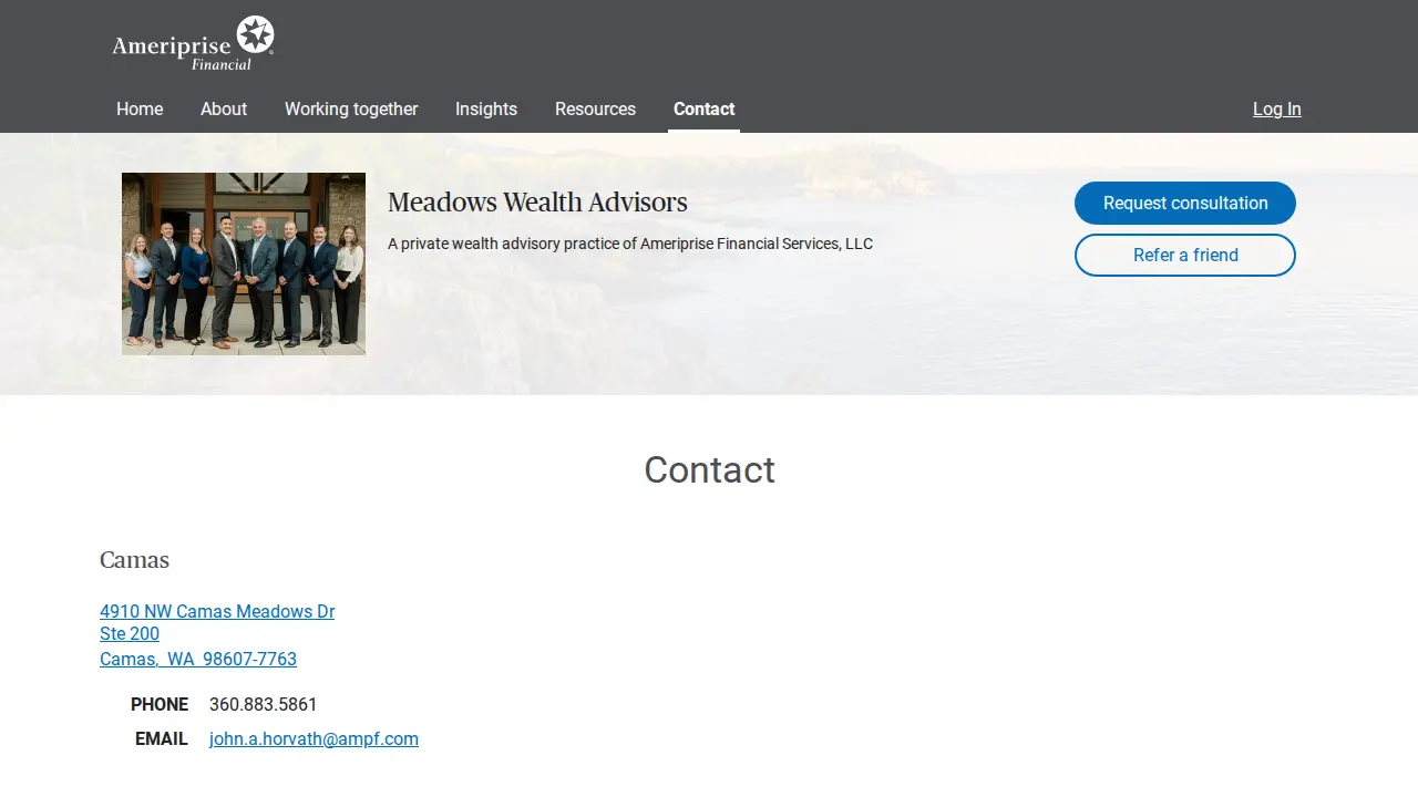 Meadows Wealth Advisors page