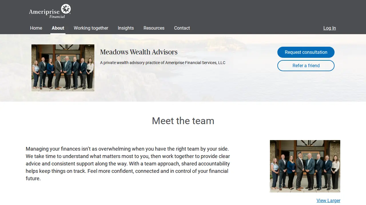 Meadows Wealth Advisors page