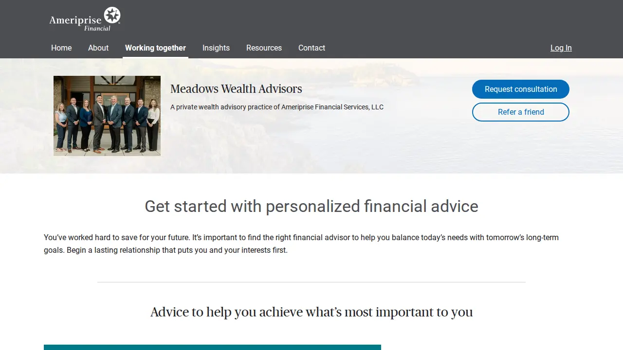 Meadows Wealth Advisors page
