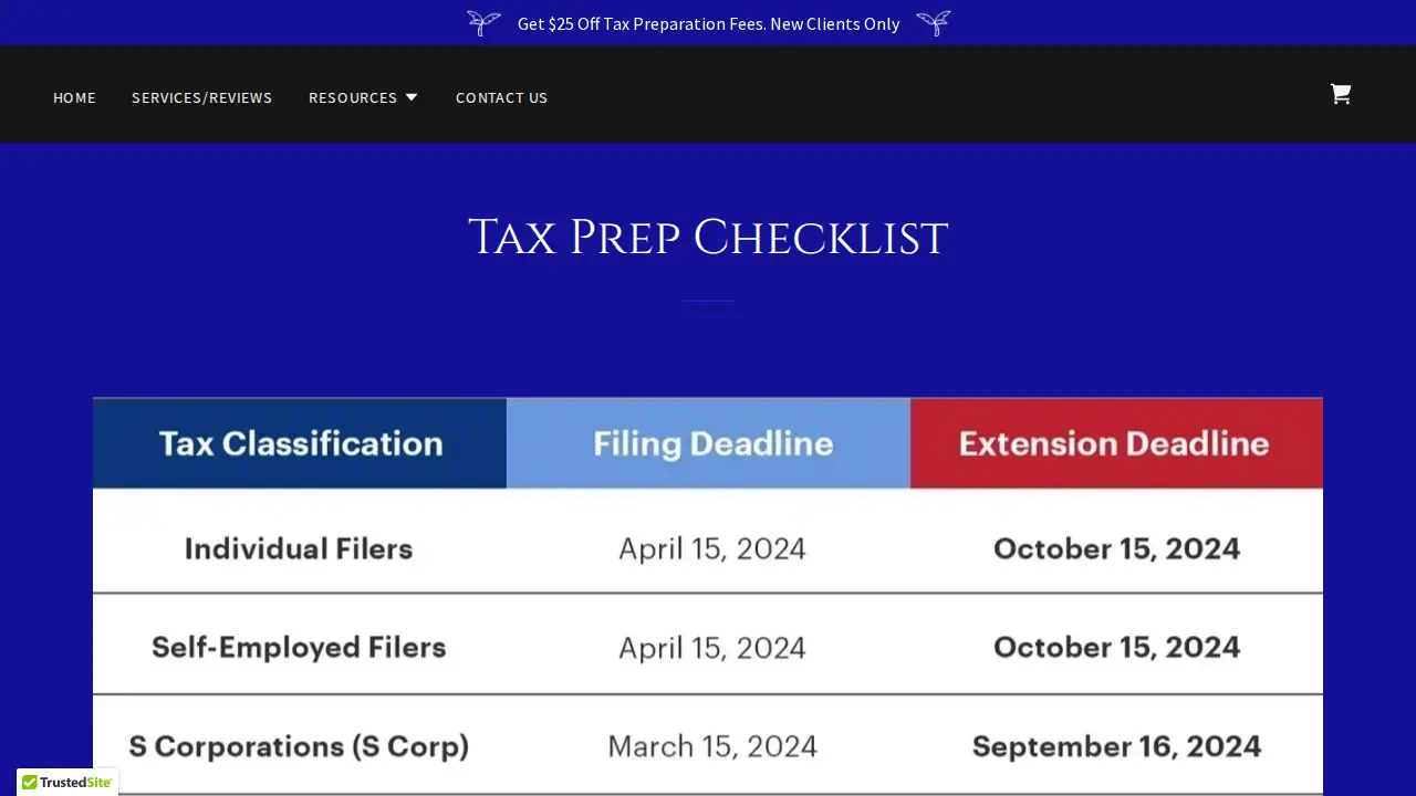 Medwar Tax Preparation Services page