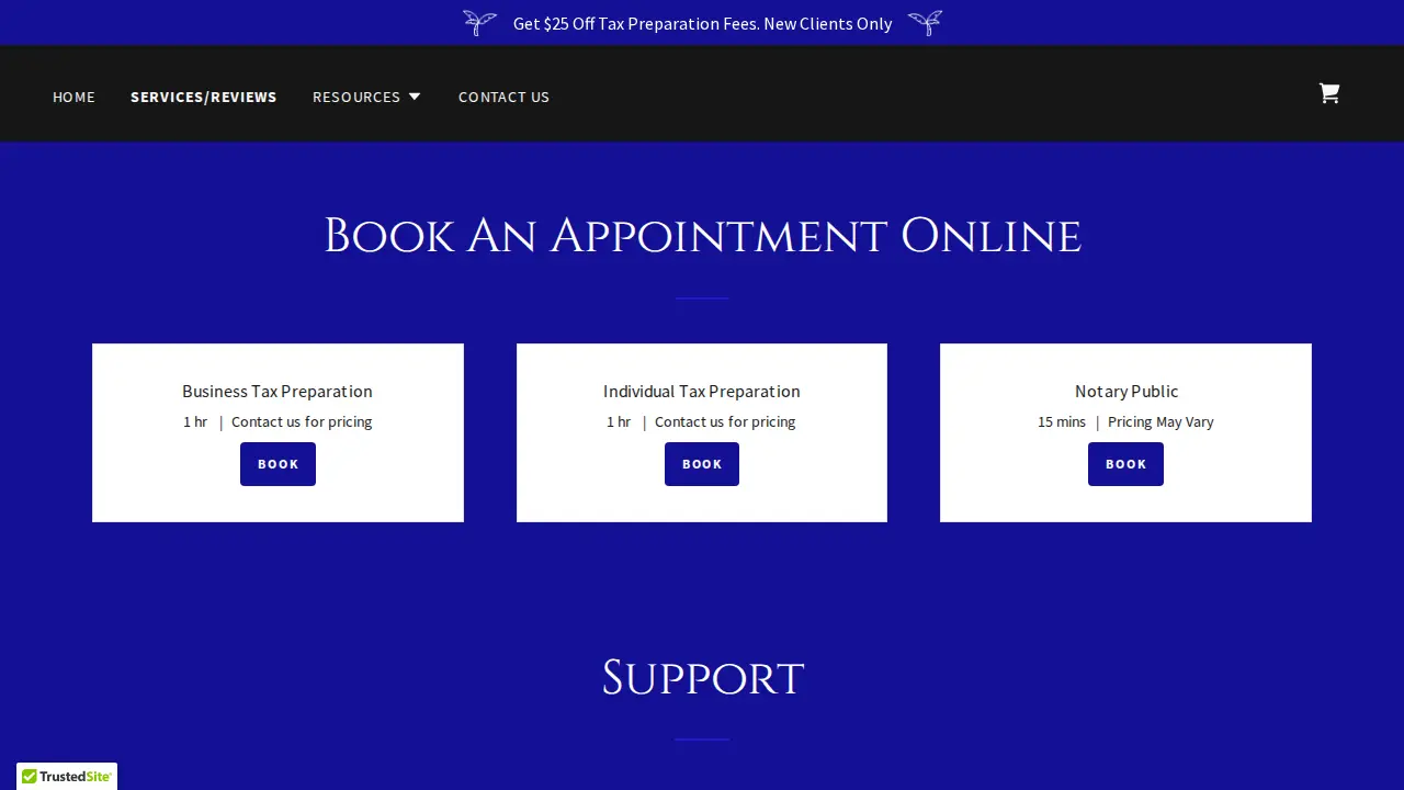 Medwar Tax Preparation Services page