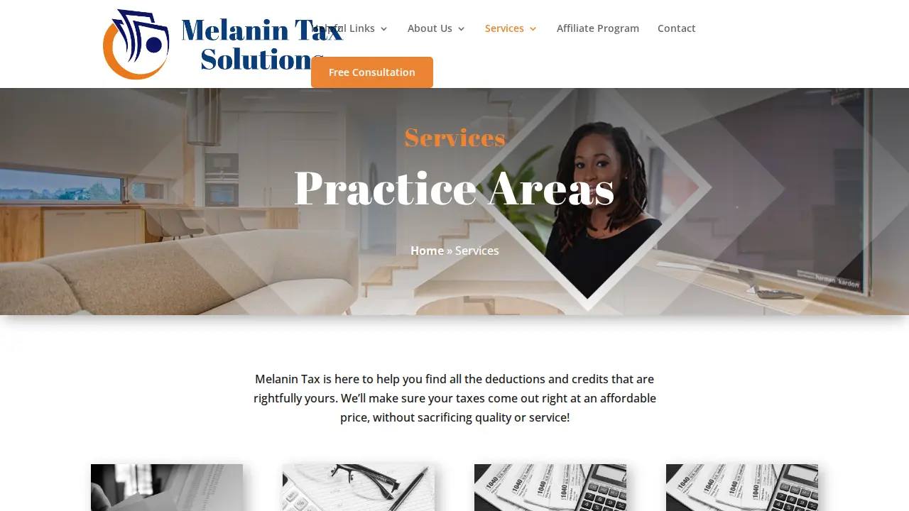 Melanin Tax Solutions page
