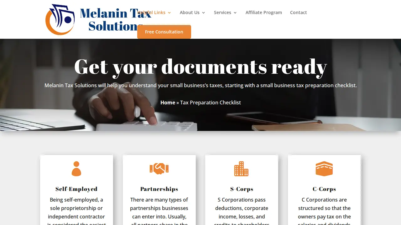 Melanin Tax Solutions page